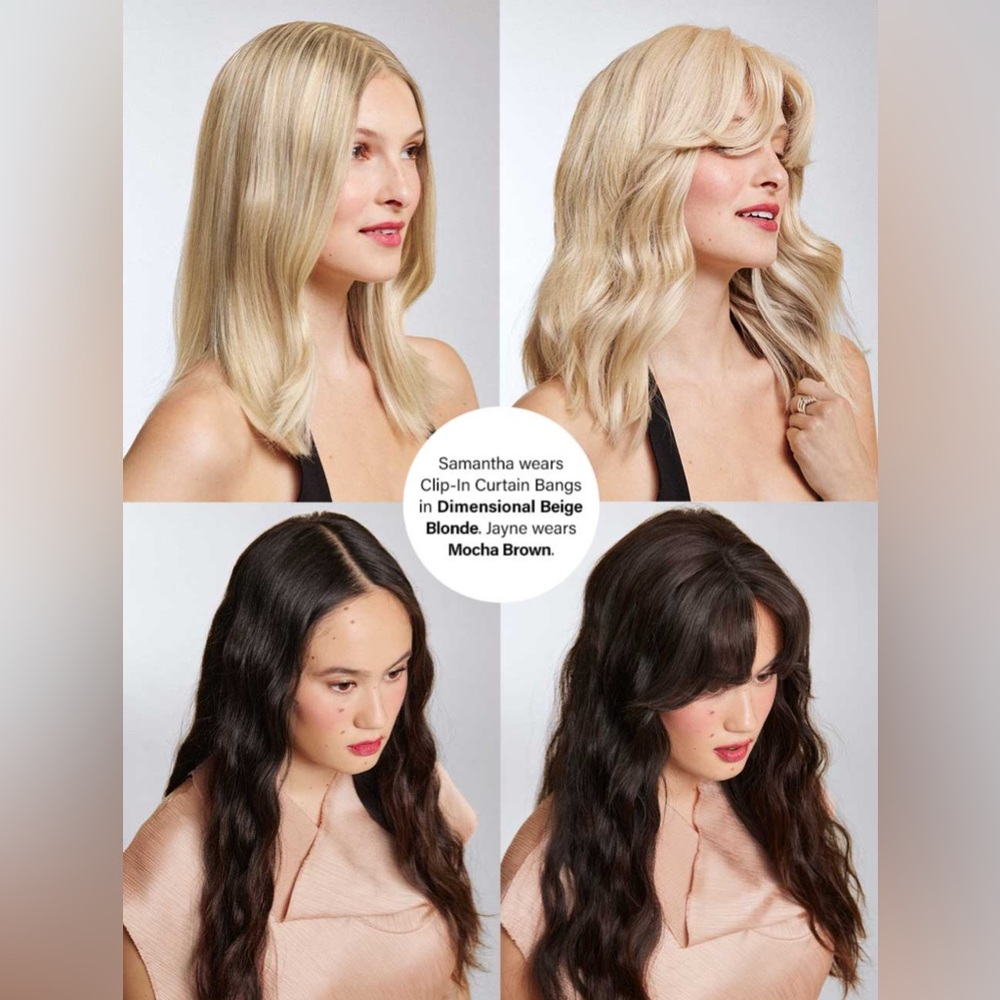 LUXY 100% Remy Natural Human Hair Clip-In Curtain Bangs, Jet Black (never used)